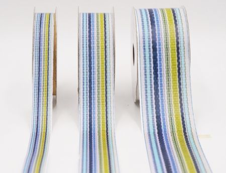 Небесно-синій, Зелений & Білий Хвилястий Смугастий Тканинний Риббон Набір_AI